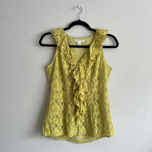 Banana Republic Women's Lace Ruffle Sleeveless Blouse Size 2 Casual Fairy Summer